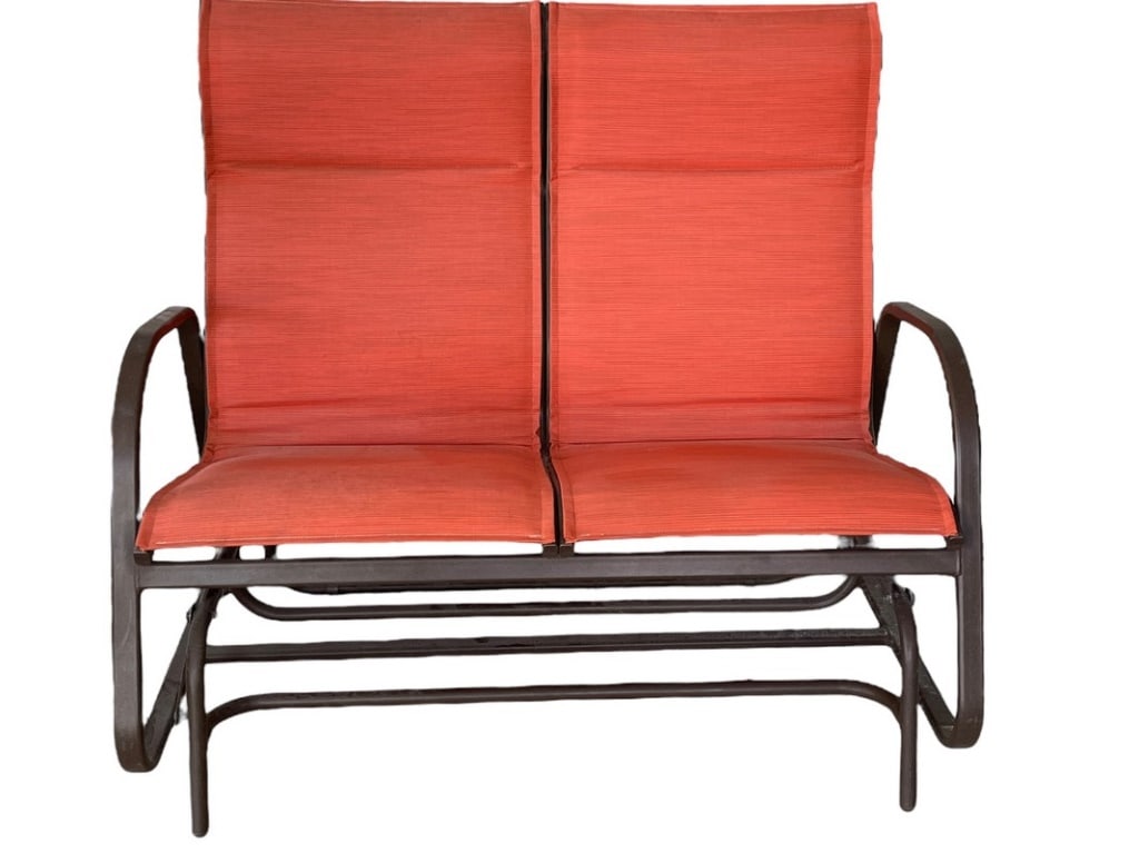 PADDED SLING OUTDOOR PATIO GLIDER LOVESEAT (1 of 5)