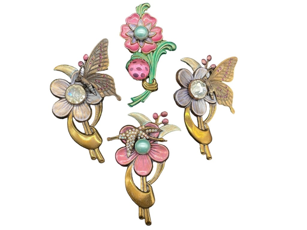 PIDDLY LINKS SET OF 5 FLORAL ENAMEL VTG PINS (1 of 3)