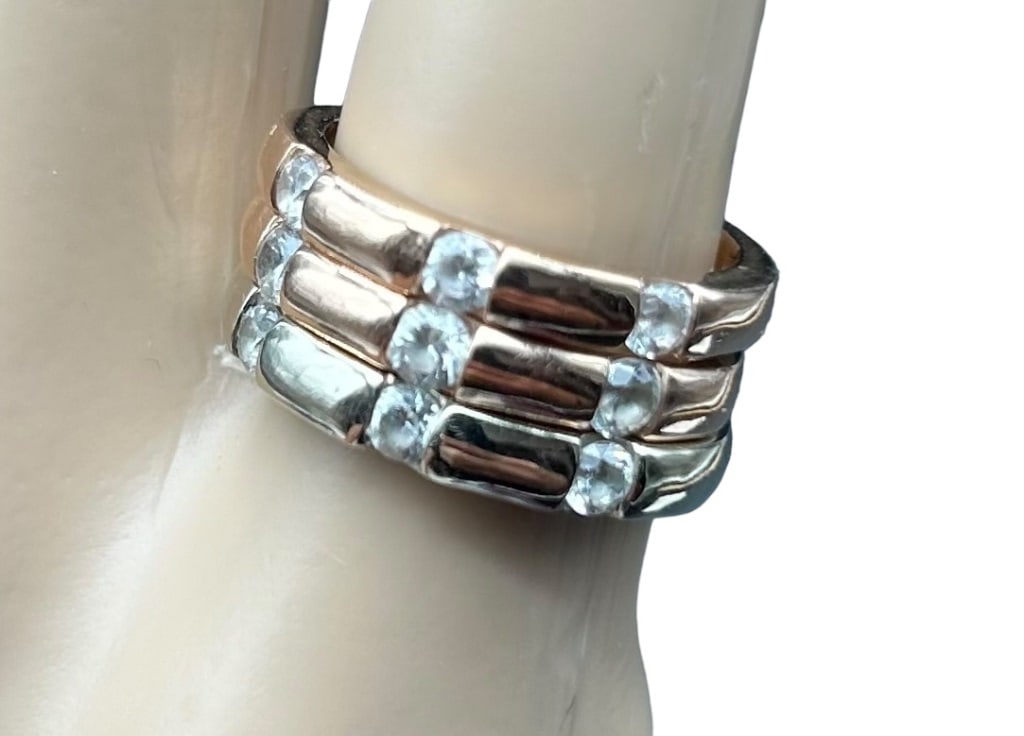 14K GOLD TRI COLOR AND DIAMOND STACK RINGS (1 of 4)