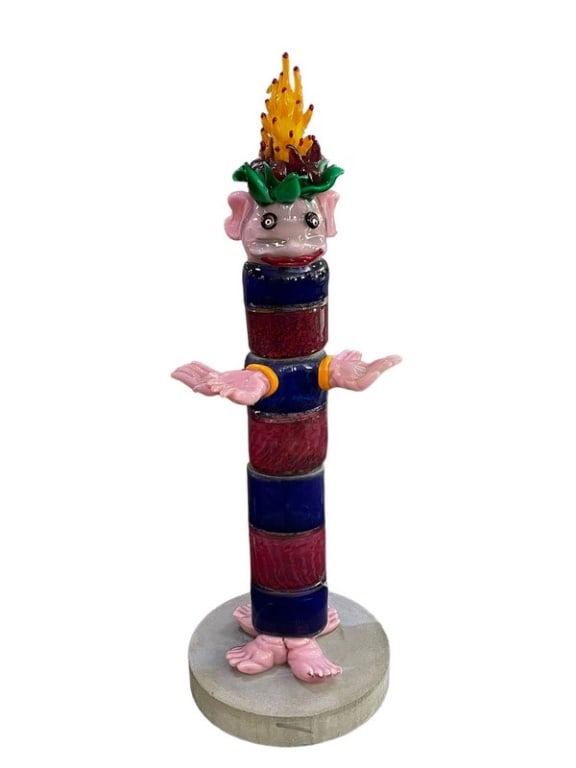 LARGE VINTAGE BLOWN GLASS TOTEM SCULPTURE 50" (1 of 9)
