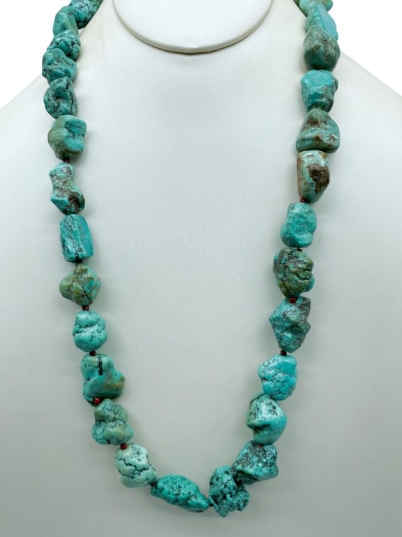 NAVAJO TURQUOISE & CORAL STATEMENT  NECKLACE (1 of 4)