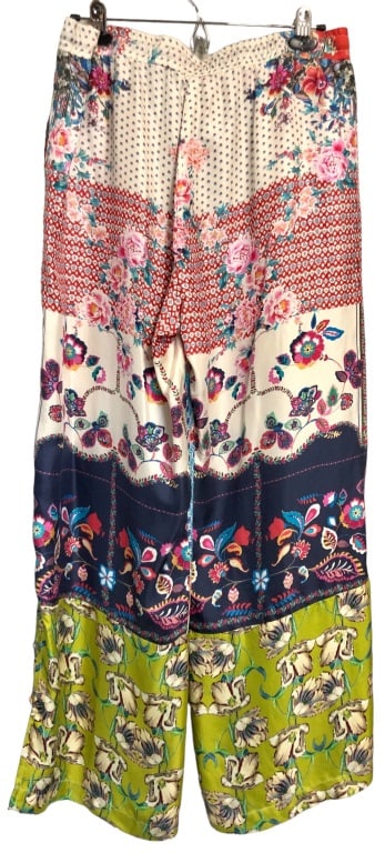 JOHNNY WAS BOHO CHIC SILK PANTS - SIZE L (1 of 3)