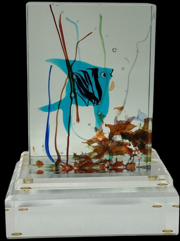 MURANO STYLE ART GLASS FISH SCULPTURE 10.5" (1 of 7)