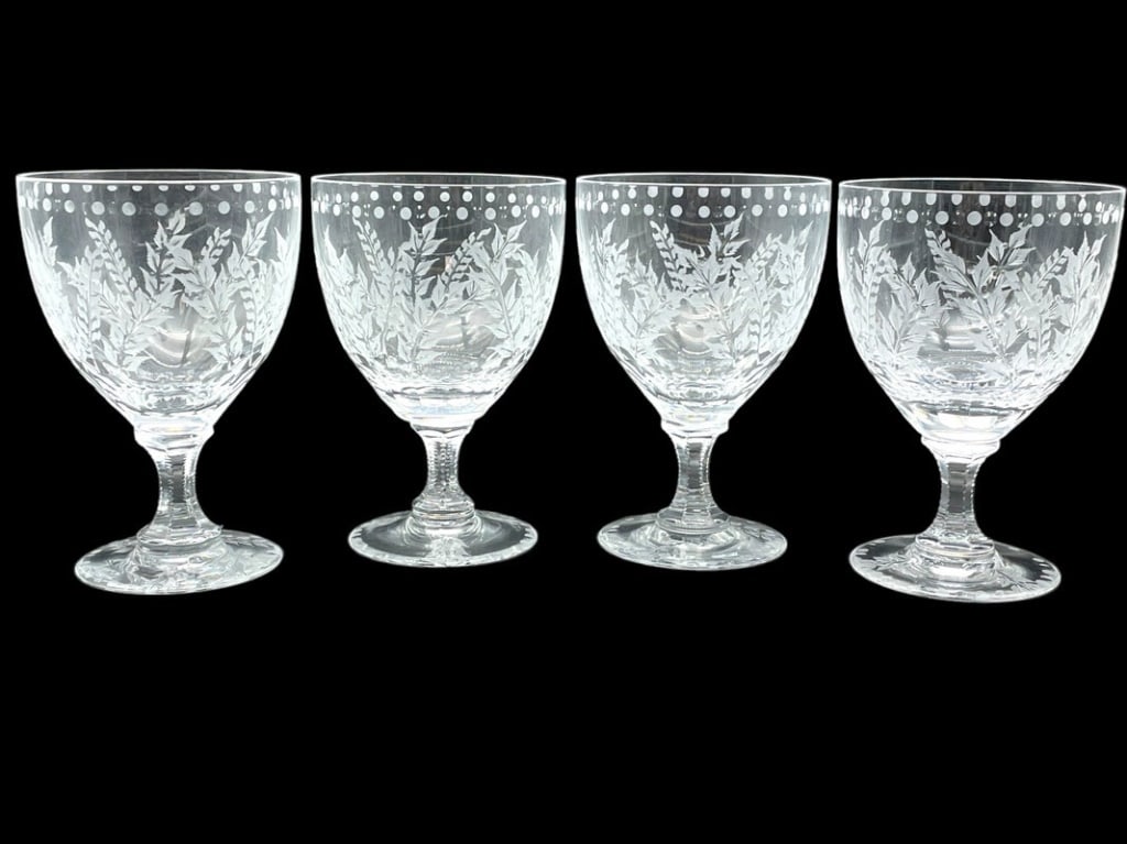 4 WILLIAM YEOWARD CRYSTAL FERN GOBLET GLASSES 16OZ (1 of 8)