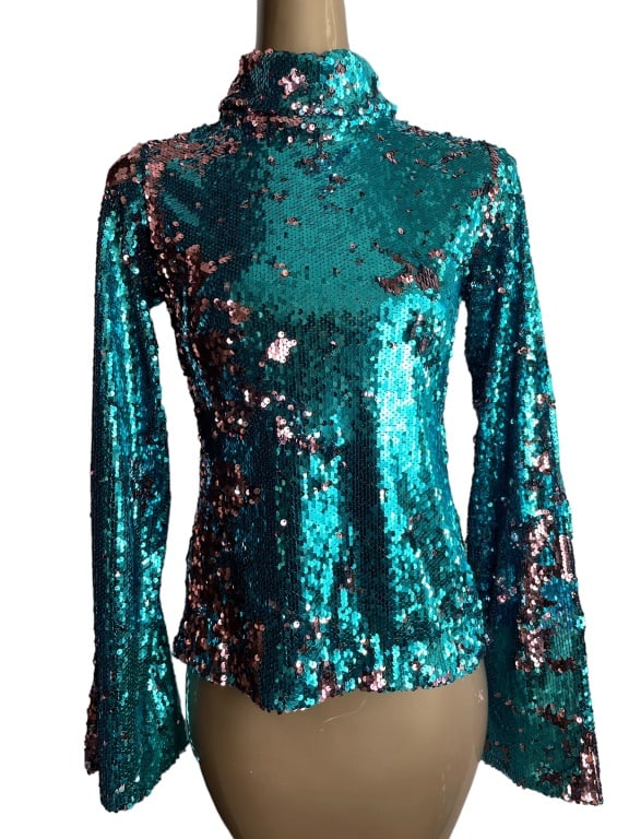 HALPERN BLING SEQUIN TOP MADE IN LONDON SZ 36 (1 of 6)