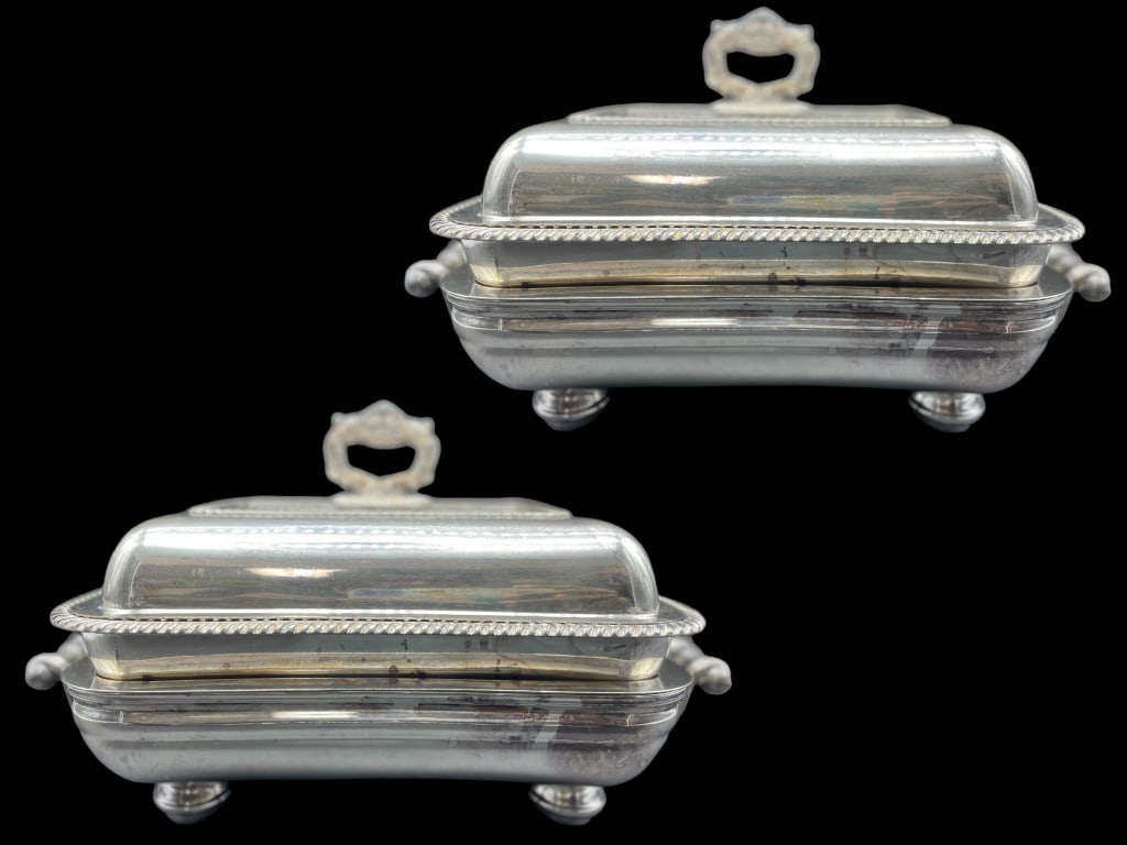 PAIR OF SHEFFIELD SILVERPLATE SERVING DISHES (1 of 4)