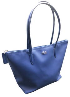 LACOSTE ZIP TOTE BAG - ROYAL BLUE: LACOSTE ZIP TOTE BAG - ROYAL BLUE -ZIPPER CLOSURE -SIZE 8"H-14"W -DG0624 Bidders may pick up their items from the auction-house or have their items shipped. Some items qualify for in-house shipping. A