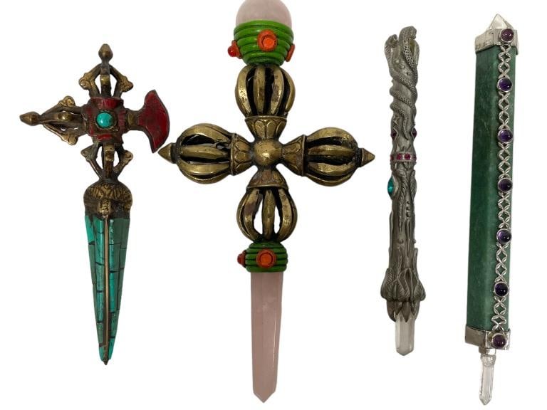 4 LARGE CRYSTAL CHAKRA HEALING ZEN WANDS 7" (1 of 4)