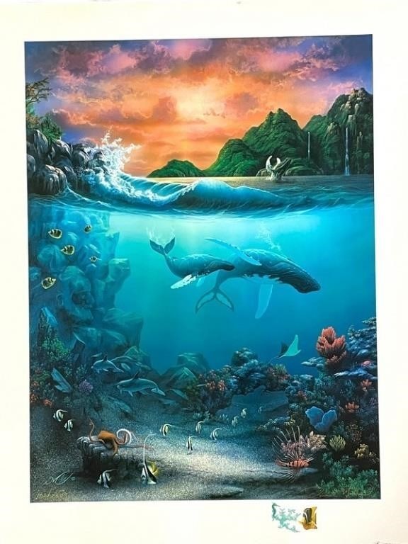 SIGNED DAVID MILLER PEACEFUL KINGDOM PRINT 35": SIGNED DAVID MILLER PEACEFUL KINGDOM PRINT -35" X 27" APPROX -VERY GOOD PRE OWNED CONDITION -DP3524
