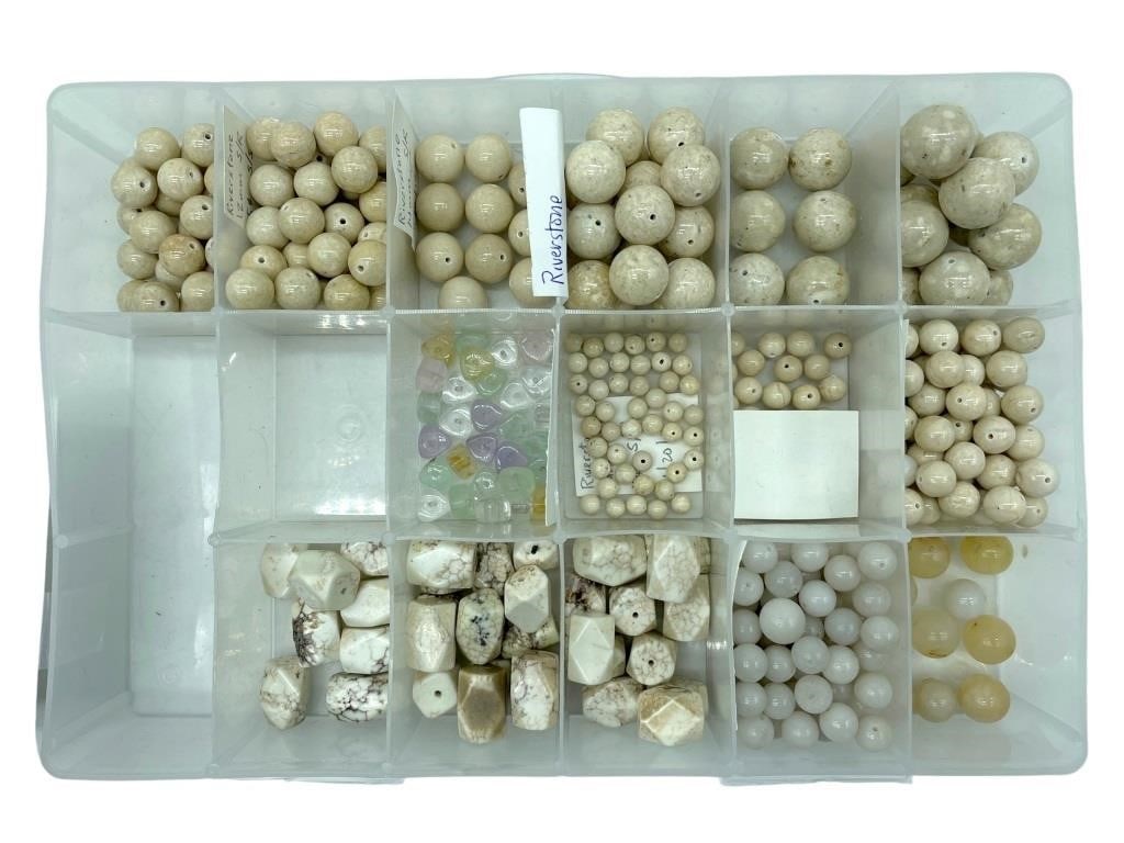 ASSORTED WHITE ROUND GEMSTONES BEADS (1 of 3)