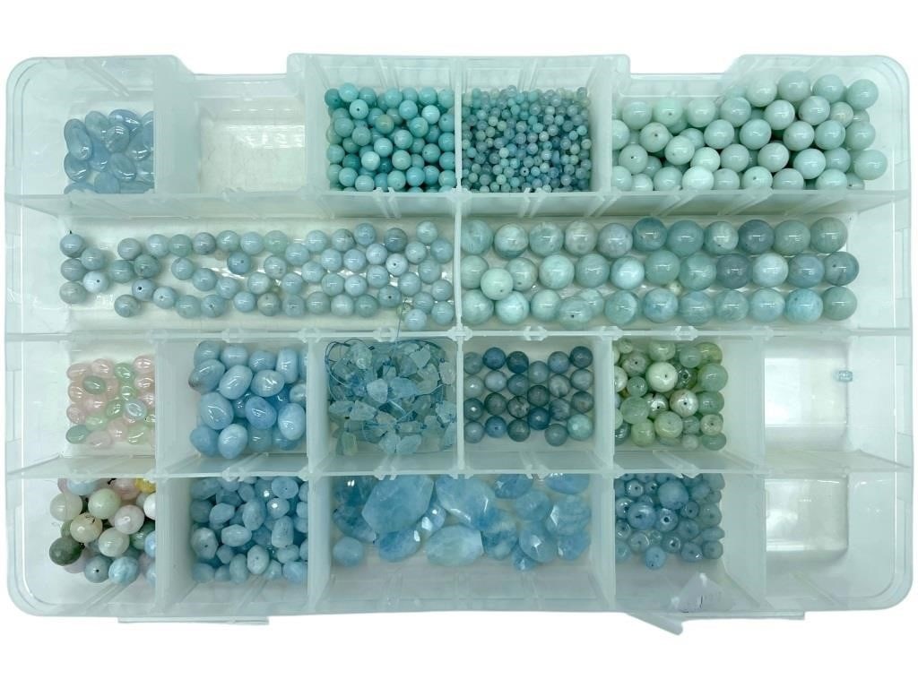 AQUAMARINE GEMSTONE BEAD ASSORTMNT (1 of 2)