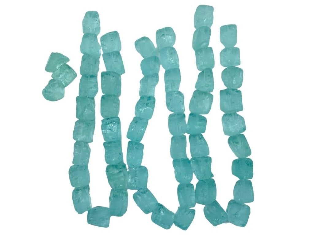 CHUNKY ROUGH CUT AQUA QUARTZ GEMSTONE BEADS (1 of 3)