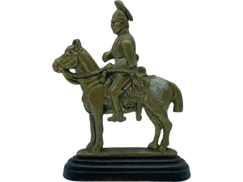 BRASS SOLDIER ON HORSE DOORSTOP SCULPTURE (1 of 3)