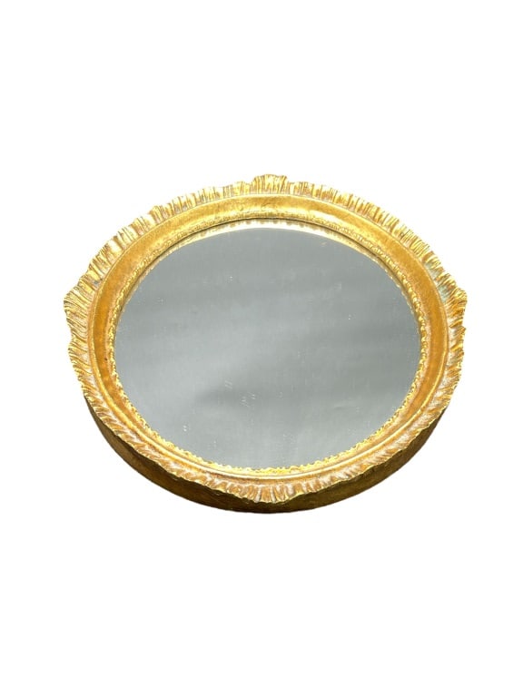 ANTIQUE BRASS FRAMED OVAL MIRROR TRAY (1 of 4)