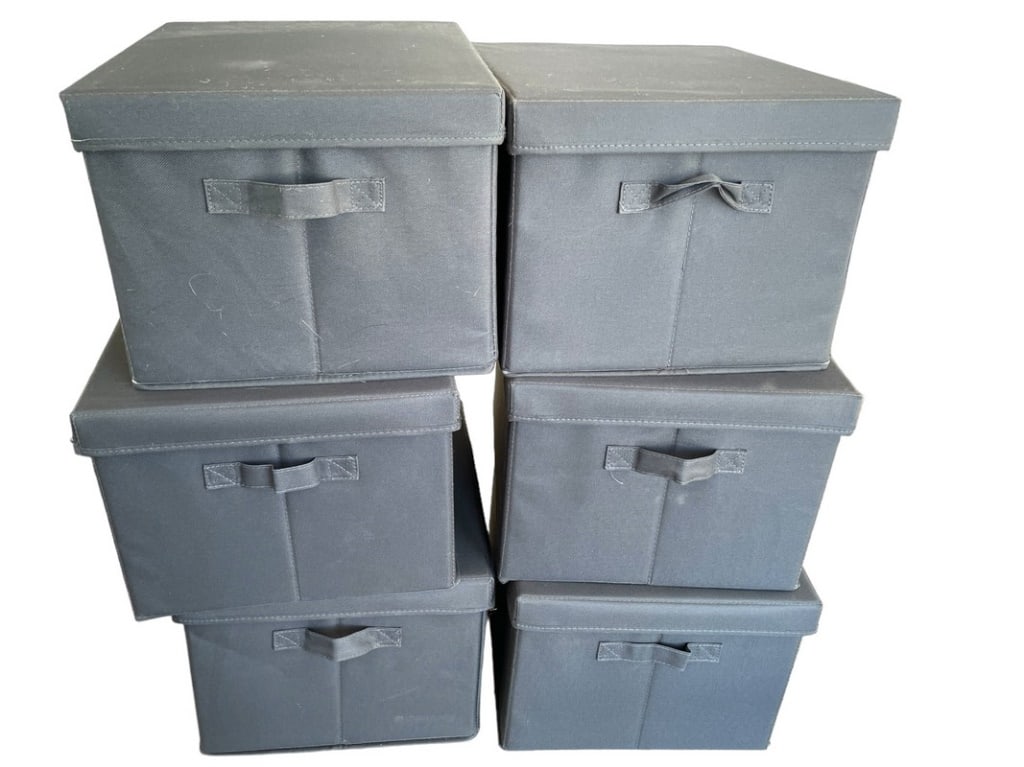 LOT OF 6 FOLDABLE FABRIC STORAGE BASKETS 12" (1 of 4)