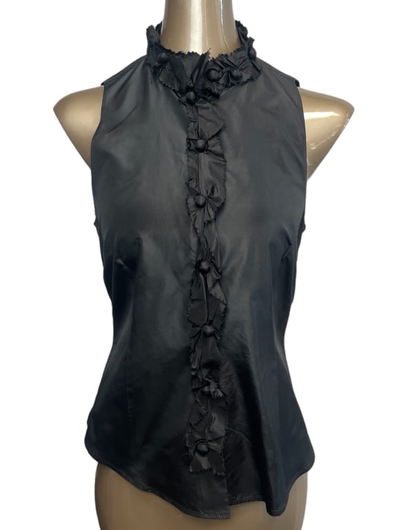 MOSCHINO BLACK RUFFLE BLOUSE TOP SZ 8 (1 of 5)