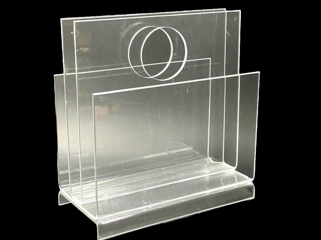 MID MOD STYLE LUCITE MAGAZINE RACK 12" (1 of 4)