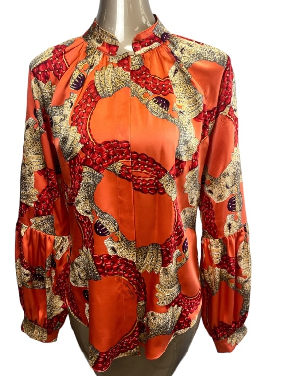 ROBERTO CAVALLI ANIMAL PRINT BUTTON SILK SHIRT (1 of 5)