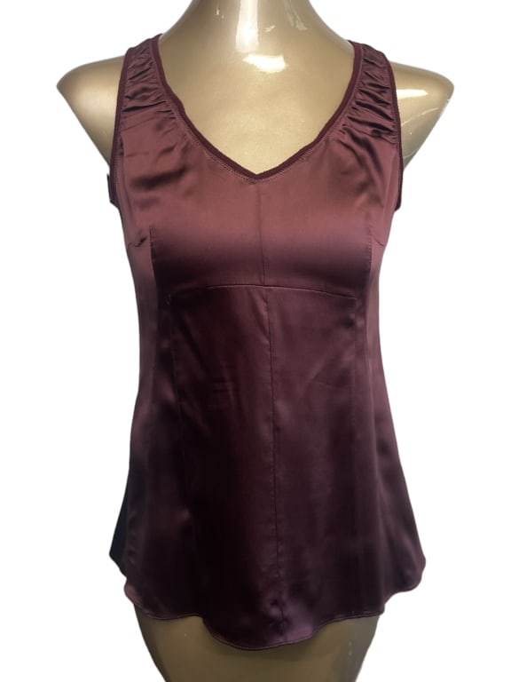 BRUNELLO CUCINELLI SILK BURGUNDY TOP SZ M (1 of 6)