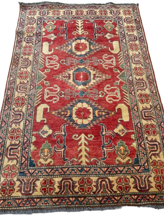 LARGE VINTAGE PAKISTAN STYLE AREA RUG 74" (1 of 4)