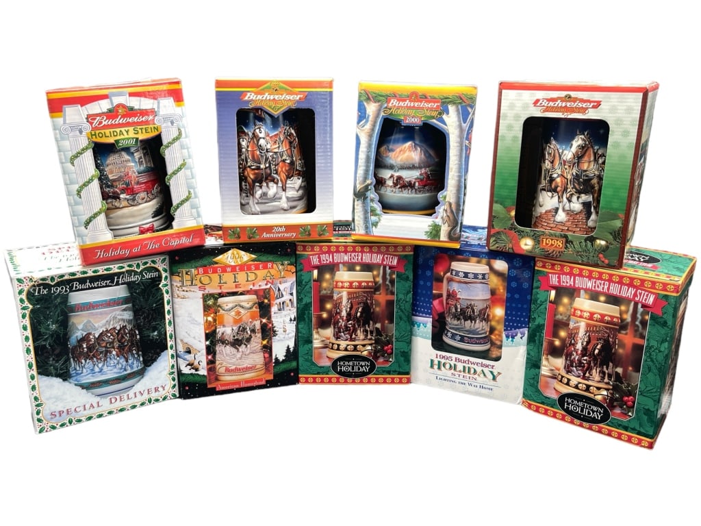 LOT OF 9 BUDWEISER HOLIDAY STEINS (1 of 12)