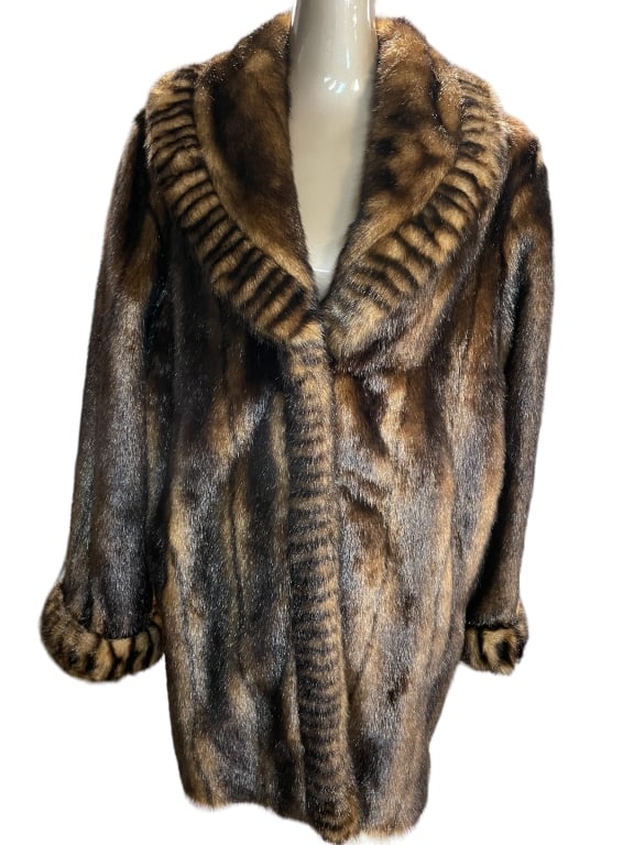 DENNIE BY DENNIS BASSO FAUX FUR MINK COAT (1 of 4)