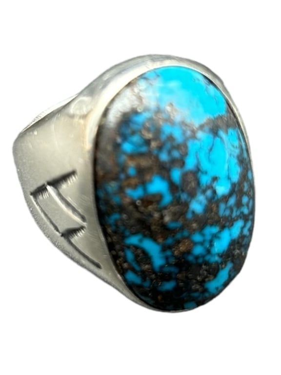 J. LOVATO MEN'S STERLING SILVER TURQUOISE RING (1 of 4)