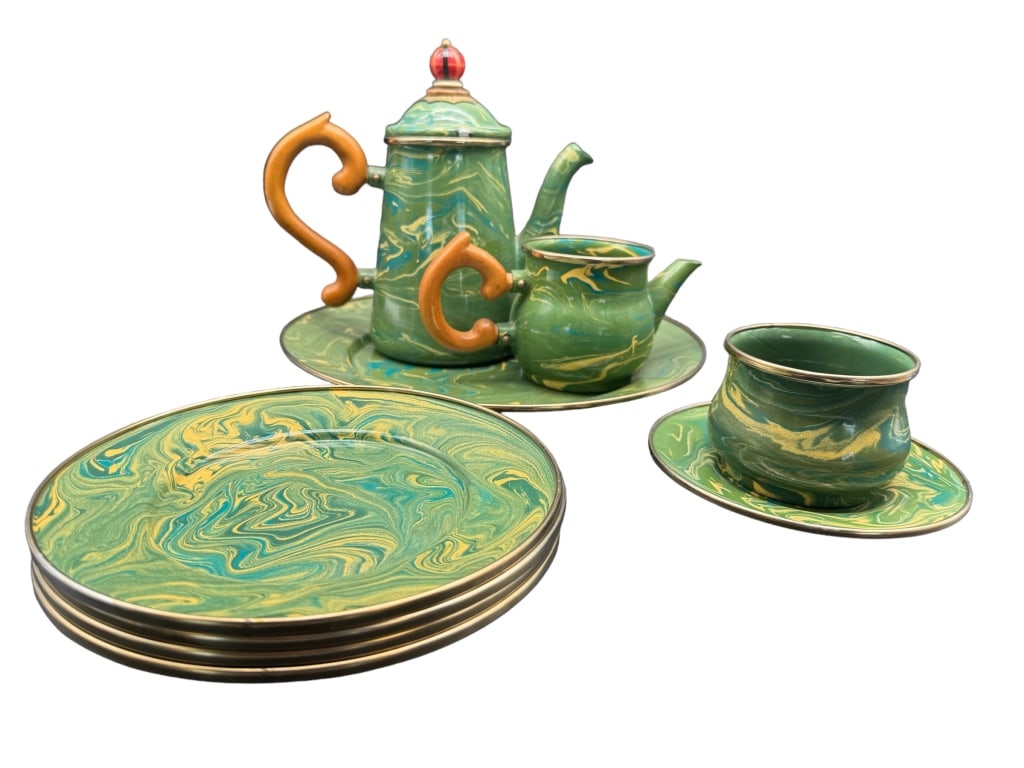 MCKENZIE CHILDS ENAMEL TEA SET (1 of 5)