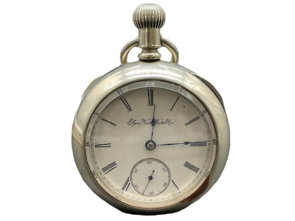ELGIN SILVER POCKET WATCH WATCH: ELGIN SILVER POCKET WATCH -ITEM CONDITION GOOD -NO MOVEMENT INSIDE -MA062724