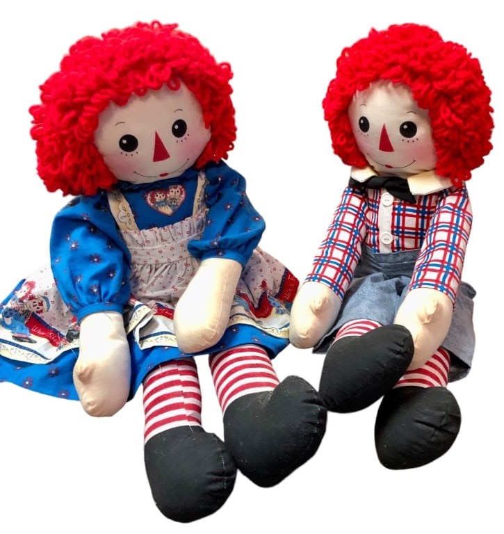 PAIR VINTAGE RAGGEDY ANN & ANDY DOLLS (1 of 7)