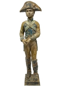 3 FT CARVED WOODEN NAPOLEONIC SOLDIER 36"