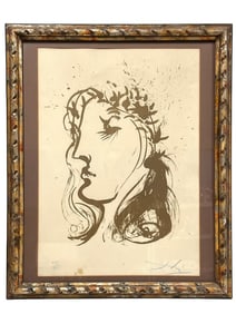SIGNED SALVADOR DALI BEATRICE LITHOGRAPH PRINT 34"