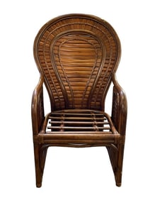 VTG BENTWOOD RATTAN FAN BACK LOUNGE CHAIR