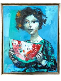 1963 MIGUEL IBARZ OIL PAINTING ON CANVAS 25"