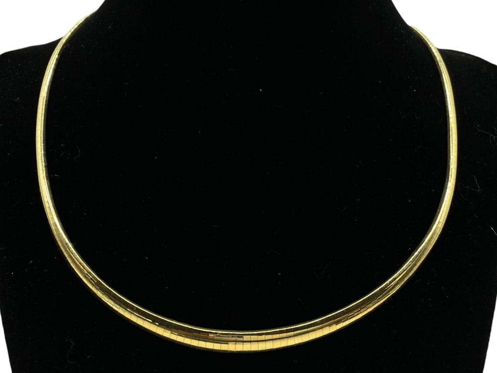 14K GOLD GRADUATED OMEGA NECKLACE 24g (1 of 4)