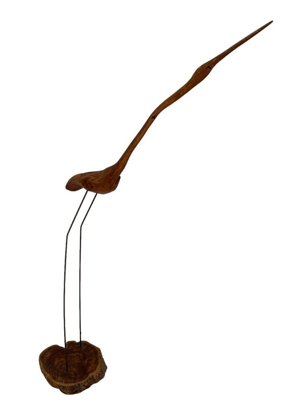 TALL CARVED DRIFTWOOD COASTAL BIRD SCULPTURE 56.5" (1 of 7)