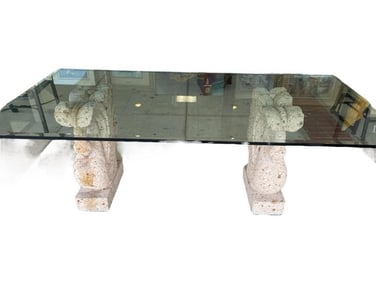 1980'S STONE CONCH SHELL SWAN DINING TABLE 84"