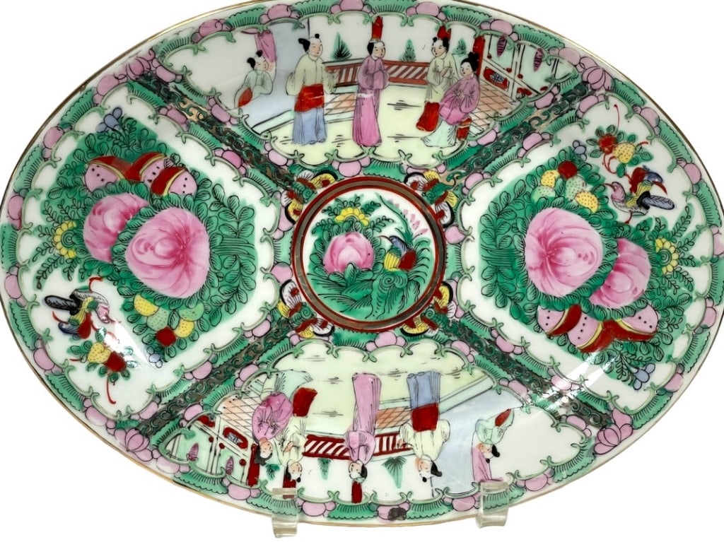 CHINESE ROSE MEDALLION STYLE PLATTER 14" (1 of 4)