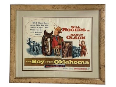 VTG THE BOY FROM OKLAHOMA MOVIE POSTER FRAMED 35"