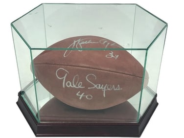 GALE SAYERS & WALTER PAYTON SIGNED FOOTBALL W CASE