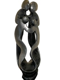 LARGE SERPENTINE STONE FAMILY SCULPTURE 36"