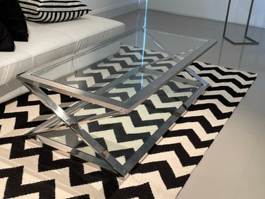 MODERN CHROME X BASE COFFEE TABLE 55"