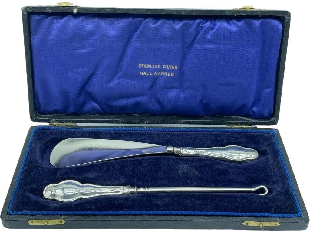 STERLING SILVER SHOE HORN & BUTTON HOOK SET 2 (1 of 6)