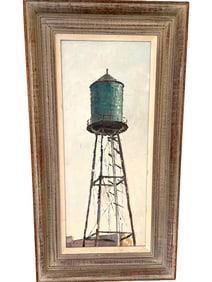 P. HAYWARD NEW YORK CITY WATER TOWER OIL PAINTING