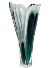 LARGE MID CENTURY COQUILLE ART GLASS SCULPTURE 10"