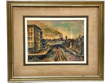 1930 DAVID BURLIAK WATERCOLOR PAINTING 19"