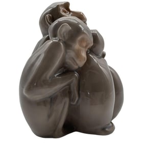 B&G PORCELAIN SLEEPING MONKEYS FIGURINE #1581