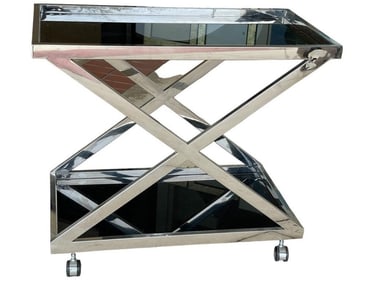 MID MOD STYLE CRISS CROSS CHROME BAR CART 35.5"