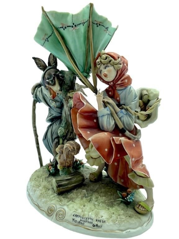 TIZIANO GALLI ITALIAN PORCELAIN SCULPTURE 11": TIZIANO GALLI CAPPUCCETTO ROSSO ITALIAN PORCELAIN SCULPTURE _x001C_ CAPODIMANTE -MADE IN ITALY -11 " HEIGHT APPROX -VERY GOOD PRE OWNEDC ONDITION -DP4124windo Bidders may pick up their items fr