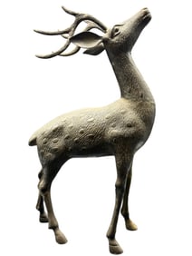 LARGE STAG DEER BRASS SCULPTURE 23" TALL